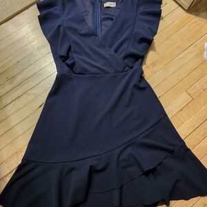 Altar'd State Navy Ruffle Mini Dress